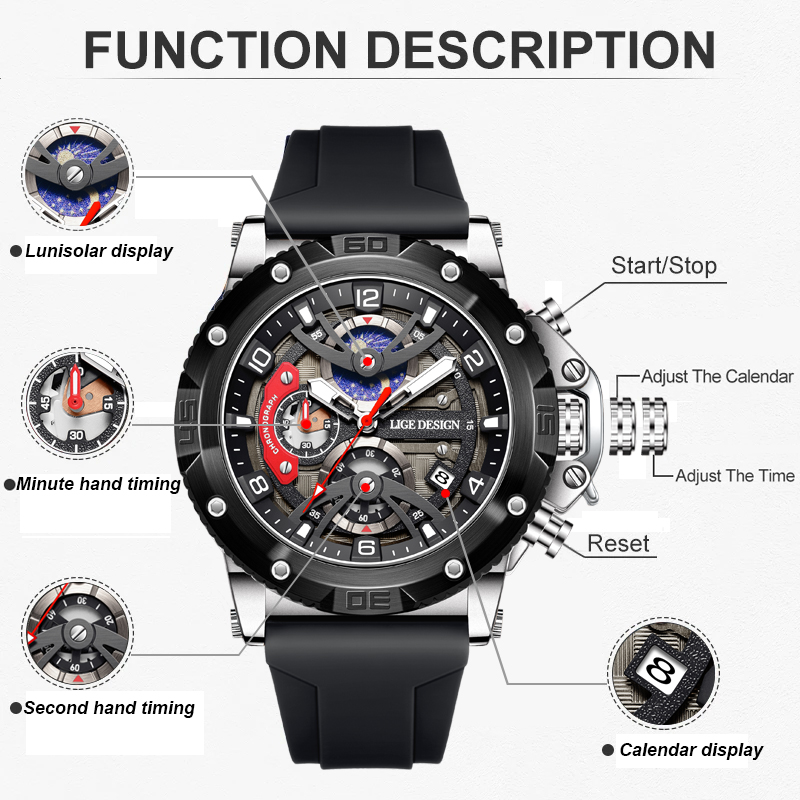 LIGE Top Brand Luxury Men Watc - Outdoor Sport Smart Watch ulasan dan harga