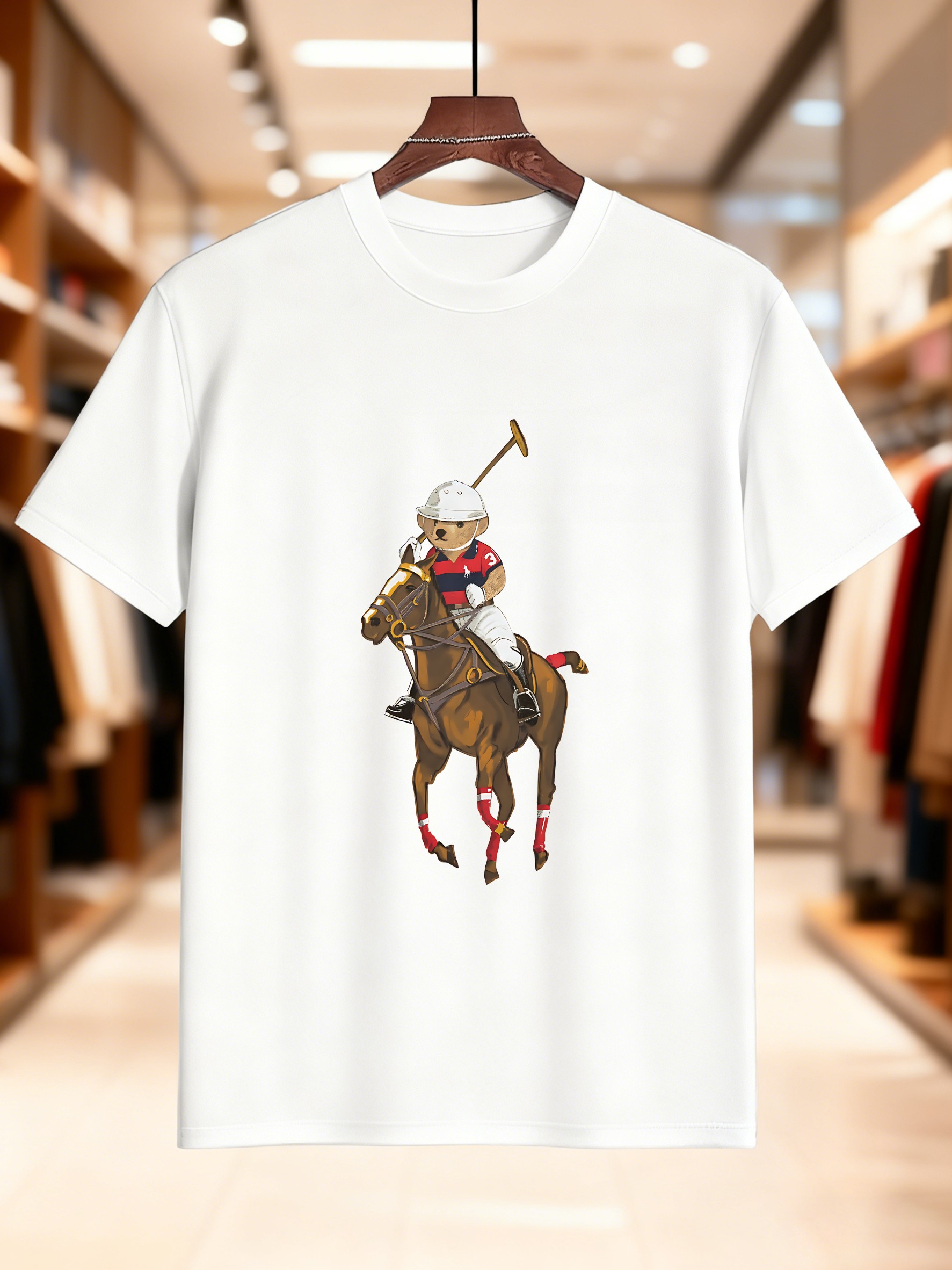 Men's Printed Short Sleeve T-S - Polo Shirt Equestrian ulasan dan harga