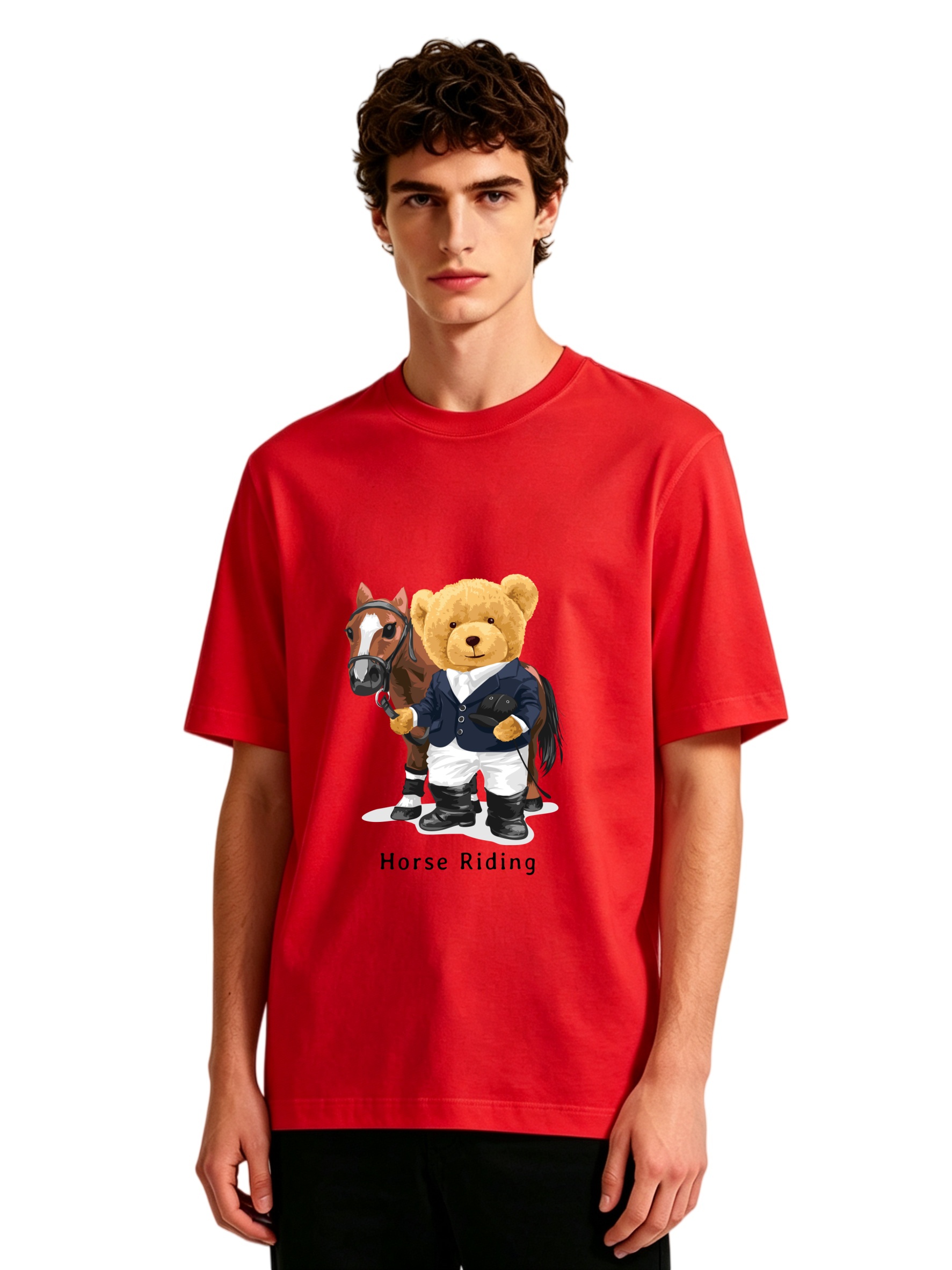 Men's Horse Riding Teddy Bear  - Polo Shirt Equestrian ulasan dan harga